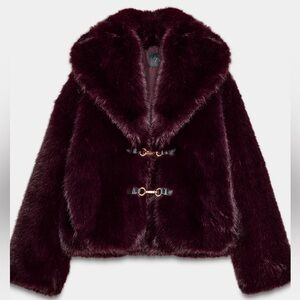 ZARA TOGGLE FAUX FUR JACKET